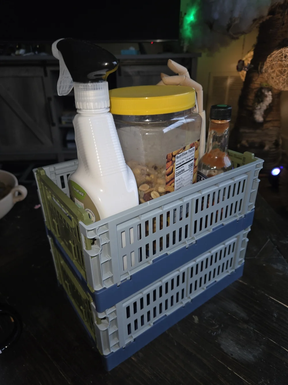 Collapsible Plastic Storage Crates - Blue, Olive, White